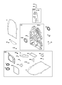 Crankcase Cover/Sump Group Diagram and Parts List for 389447-0123-E1  Briggs and Stratton Engine